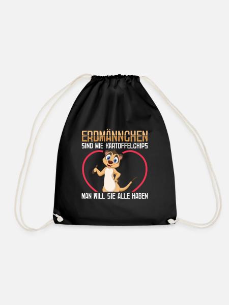 Erdmännchen Spruch Meerkat Geschenk - Turnbeutel - Schwarz