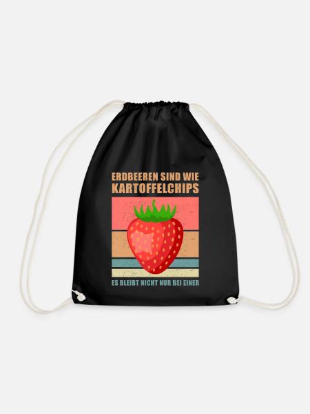 Erdbeeren Erdbeere Garten Vegan Gärtner Geschenk - Turnbeutel - Schwarz