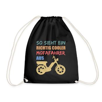 Mofa Mofafahrer Mofas Moped Mopedfahrer Geschenk - Turnbeutel - Schwarz - Vorne