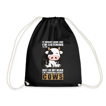 Cows cow cow pattern cattle cow lover gift - Drawstring Bag - black - Front