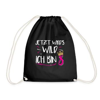 8 Geburtstag 8 Jahre alt Geschenkidee Geschenk - Turnbeutel - Schwarz - Vorne