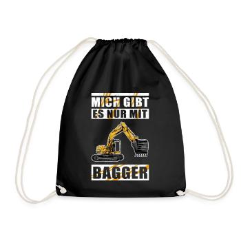 Baggerfahrer Baggerführer Baggern Bagger Geschenk - Turnbeutel - Schwarz - Vorne