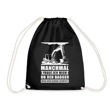 Baggerfahrer Bagger Baggerführer Baggern Geschenk - Turnbeutel - Schwarz - Vorne