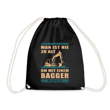 Baggerfahrer Baggerführer Baggern Bagger Geschenk - Turnbeutel - Schwarz - Vorne