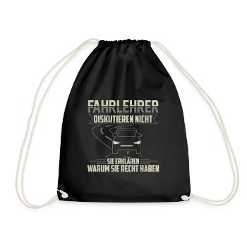 Fahrlehrer Fahrschule Fahrschullehrer Geschenk - Turnbeutel - Schwarz - Vorne