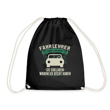 Fahrlehrer | Fahrschule Fahrschullehrer Geschenk - Turnbeutel - Schwarz - Vorne