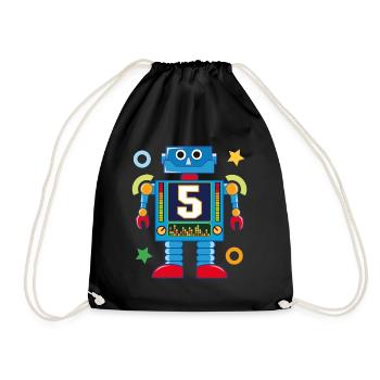 Small robot 5 years - Drawstring Bag - black - Front