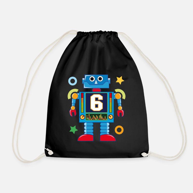 Kleiner Roboter 6. Geburtstag - Turnbeutel - Schwarz