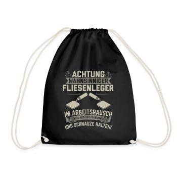 Fliesenleger Fliesen Fliesenlegen Geschenk - Turnbeutel - Schwarz - Vorne
