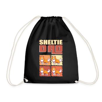 Sheltie Dad Shetland Sheepdog Herrchen Geschenk - Turnbeutel - Schwarz - Vorne