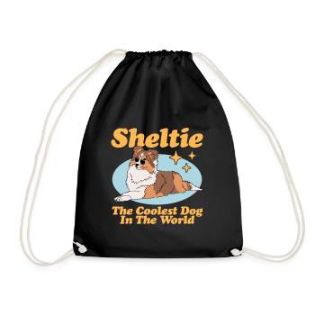 Sheltie Shetland Sheepdog Hunde Geschenk - Turnbeutel - Schwarz - Vorne