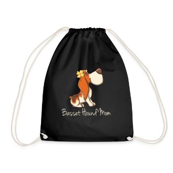 Basset Hound Mom Mistress Dog Owner Gift - Drawstring Bag - black - Front