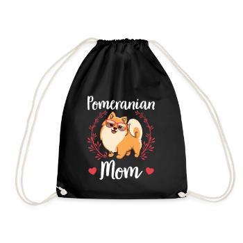 Zwergspitz Pomeranian Mom Dog Owner Gift - Drawstring Bag - black - Front