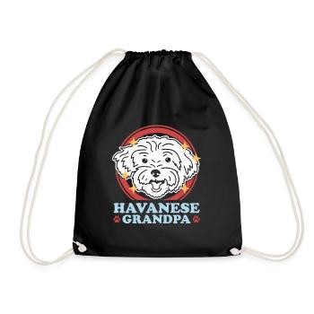 Havaneser Grandpa Hunde Hundebesitzer Geschenk - Turnbeutel - Schwarz - Vorne