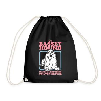 Basset Hound Dogs | Dog Owner Gift - Drawstring Bag - black - Front