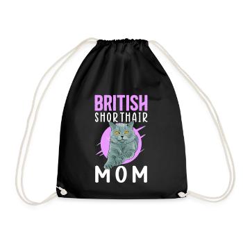 British Shorthair Mom British Shorthair Gift - Drawstring Bag - black - Front