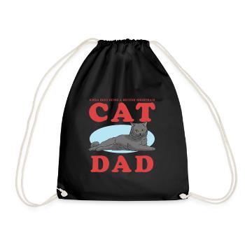 British Shorthair Dad Cat Cat Dad Gift - Drawstring Bag - black - Front
