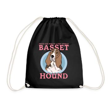 Basset Hound Mom Dog Owner Mistress Gift - Drawstring Bag - black - Front