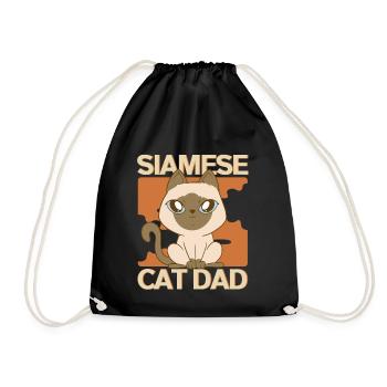 Siamese Cat Cat Papa Cat Owner Gift - Drawstring Bag - black - Front