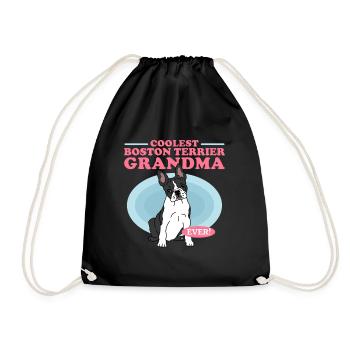 Boston Terrier Grandma | Hundebesitzer Geschenk - Turnbeutel - Schwarz - Vorne