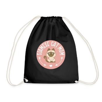 Siamese Cat Mom Cat Owner Cat Mom Gift - Drawstring Bag - black - Front