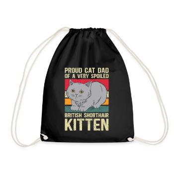 British Shorthair Dad Cat Gift - Drawstring Bag - black - Front