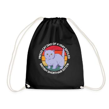 British Shorthair Dad Cats Gift - Drawstring Bag - black - Front