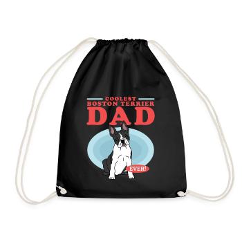 Boston Terrier Dad Hunde Hundebesitzer Geschenk - Turnbeutel - Schwarz - Vorne