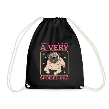 Mops Mom Hundeliebhaber Hundebesitzerin Geschenk - Turnbeutel - Schwarz - Vorne