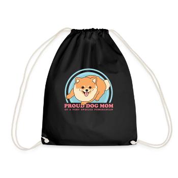 Pomeranian Mom Zwergspitz Dog Owner Gift - Drawstring Bag - black - Front