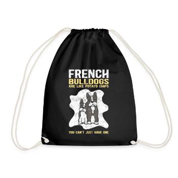 French Bulldog | French Bulldog Gift - Drawstring Bag - black - Front