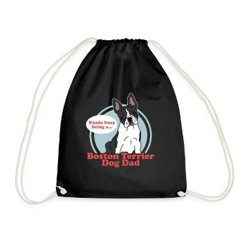 Boston Terrier Dad | Hunde Hundebesitzer Geschenk - Turnbeutel - Schwarz - Vorne