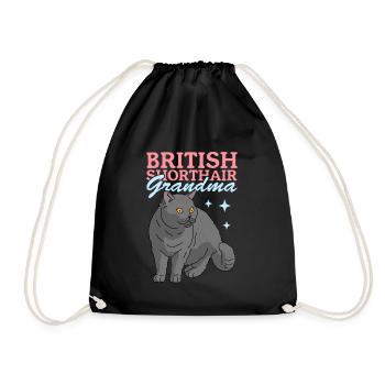 Grand-mère britannique à poil court | Cadeau maman chat - Sac de sport léger - noir - Devant