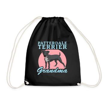 Patterdale Terrier Grandma Dog Owner Gift - Drawstring Bag - black - Front