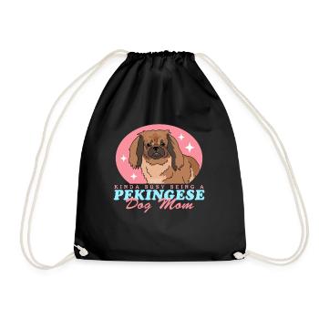 Maman Pékinoise | Cadeau de propriétaire de chien pékinois - Sac de sport léger - noir - Devant