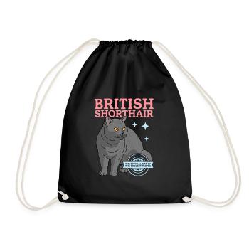 Britisch Kurzhaar Katzen Katzenbesitzer Geschenk - Turnbeutel - Schwarz - Vorne