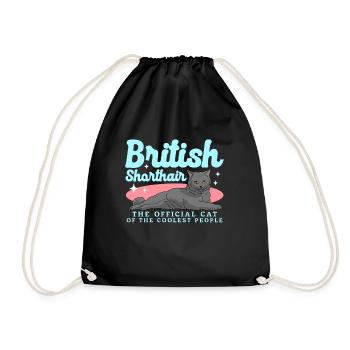 Britisch Kurzhaar Katze Katzenbesitzer Geschenk - Turnbeutel - Schwarz - Vorne