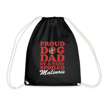 Malinois Dad Belgian Shepherd Gift - Drawstring Bag - black - Front