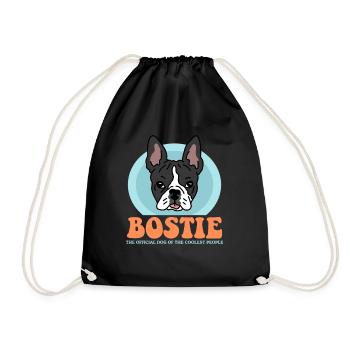 Boston Terrier Hunde Hundebesitzer Geschenk - Turnbeutel - Schwarz - Vorne