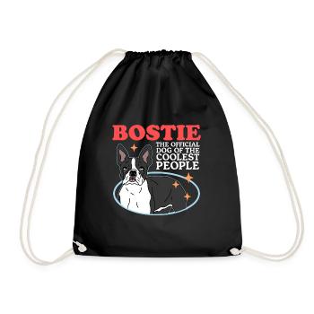 Boston Terrier Hunde | Hundebesitzer Geschenk - Turnbeutel - Schwarz - Vorne