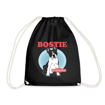 Boston Terrier | Hunde Hundebesitzer Geschenk - Turnbeutel - Schwarz - Vorne