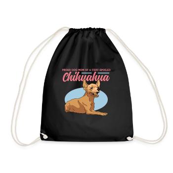 Chihuahua Mom Dog Owner Dog Gift - Drawstring Bag - black - Front