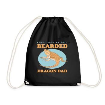 Bearded Dragon Dad Bearded Dragon Reptiles Gift - Drawstring Bag - black - Front