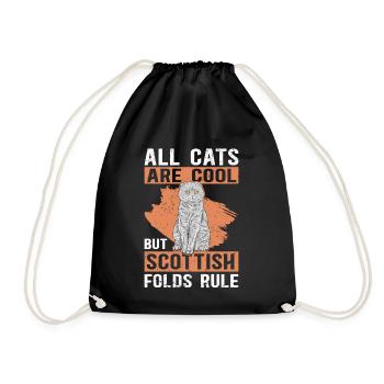 Scottish Folding Ear Cat Scottish Fold Gift - Drawstring Bag - black - Front
