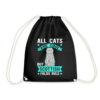 Scottish Folding Ear Cat Cats Gift - Drawstring Bag - black - Front