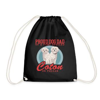 Coton de Tuléar Papa | Cadeau de propriétaire de chien - Sac de sport léger - noir - Devant