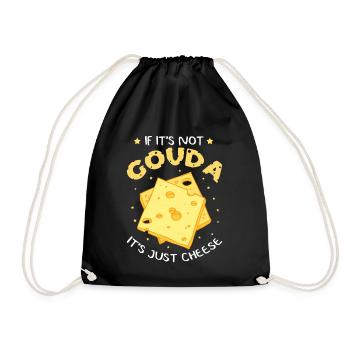 Gouda Käse | Käseliebhaber Käsesorten Geschenk - Turnbeutel - Schwarz - Vorne