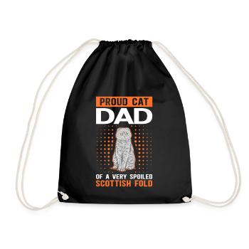 Scottish Fold-eared Cat Dad Cat Daddy Gift - Drawstring Bag - black - Front