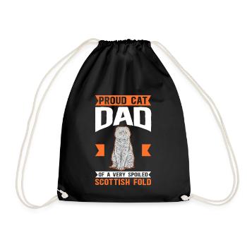 Scottish Fold-eared Cat Dad Cat Gift - Drawstring Bag - black - Front