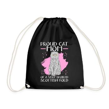 Scottish Fold-eared Cat Mom Cat Mama Gift - Drawstring Bag - black - Front